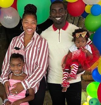 Kareem Hawthorne with his wife Morgan Harvey and children.